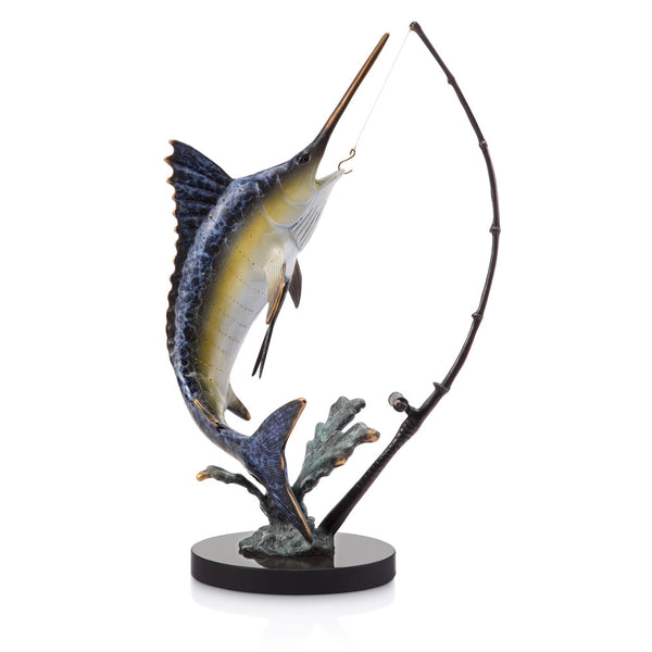 Marlin Fighting with Tackle Sculpture
