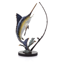 Marlin Fighting with Tackle Sculpture