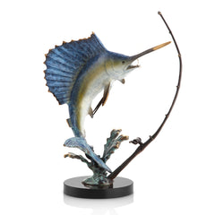Sailfish Fighting with Tackle Sculpture