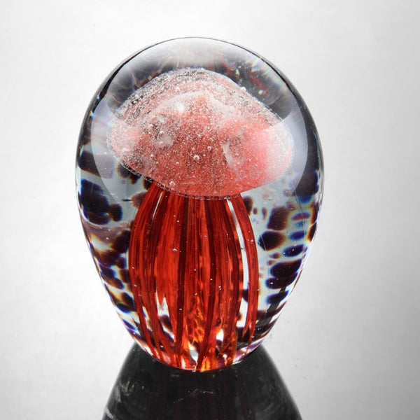 Jellyfish Art Glass Red Glow in the Dark Sculpture