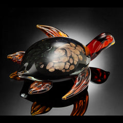 Sea Turtle Art Glass Diving