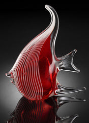 Angel Fish Art Glass Red Sculpture