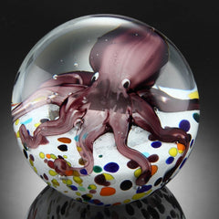 Octopus Art Glass Sphere Paperweight