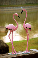 Flamingo Pair Sculptures Pink