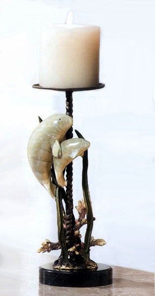 Manatee Pillar Candle Holder Deluxe