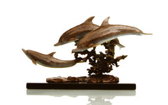 Dolphins Sculpture Trio Hot Patina