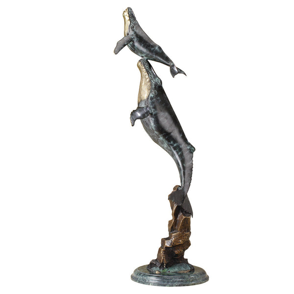 Two Breaching Whales Sculpture Art Finish