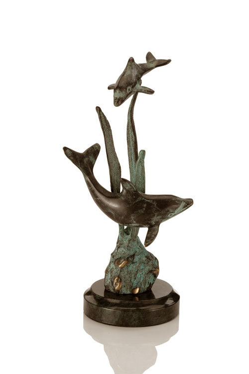 Dolphins in Sea Grass Sculpture Mother and Baby