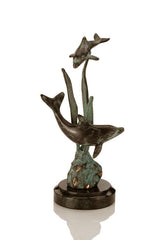 Dolphins in Sea Grass Sculpture Mother and Baby