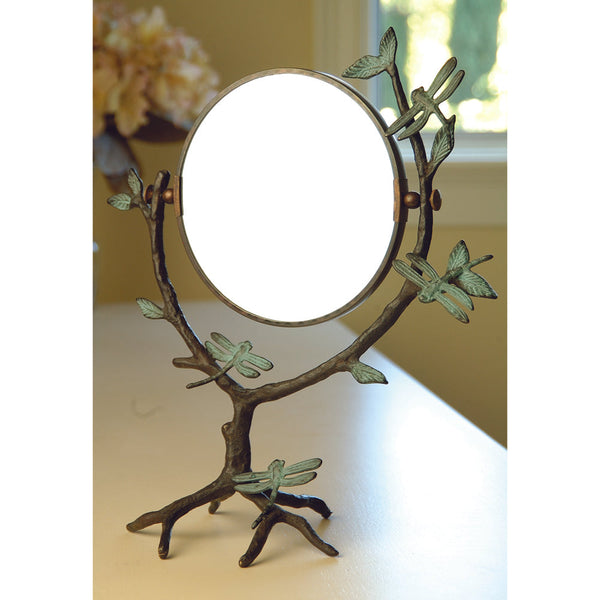 Dragonfly on Branch Mirror