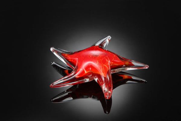 Starfish Art Glass Red Sculpture