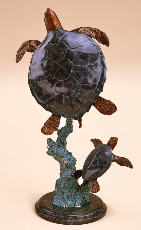 Sea Turtle Sculpture Mother and Baby