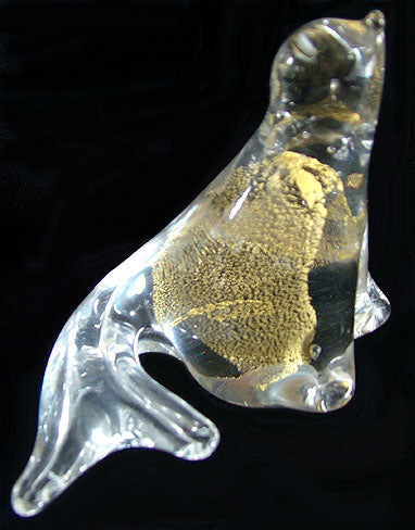Seal Figurine 22k Gold and Glass
